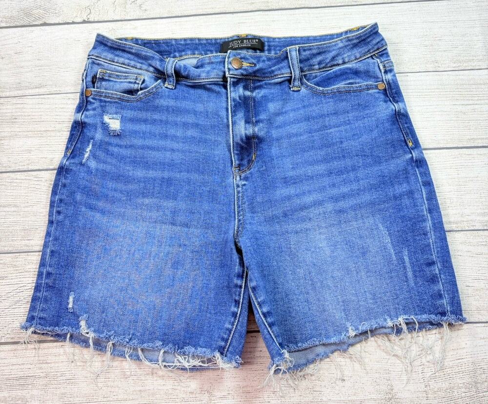 Judy Blue Women’s High Rise Shorts Frayed Distressed JB150051 Size XL